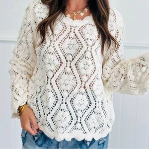 POL Cream Crochet Lace Blouse